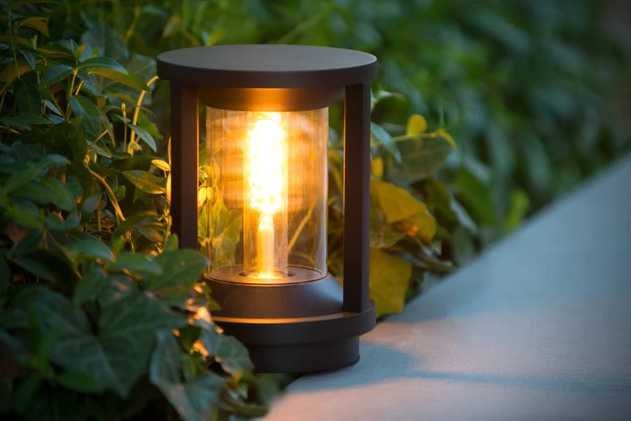 Lucide CADIX - Sokkellamp - Ø 16 cm - 1xE27 - IP65 - Zwart - sfeer 1